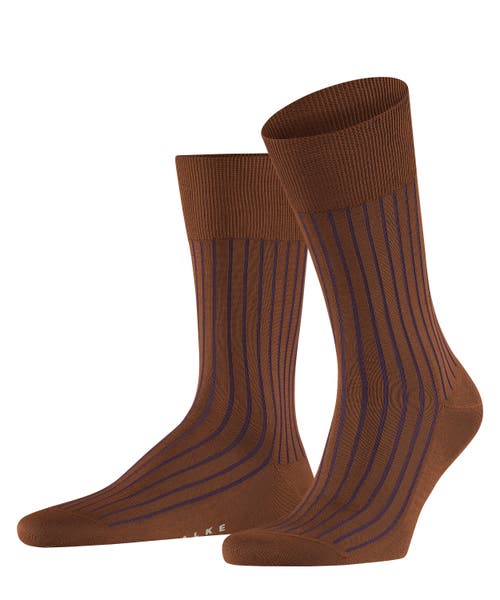 Falke Shadow Striped Dress Socks In Brown