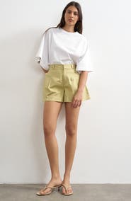 Topshop Pleat Cotton Shorts