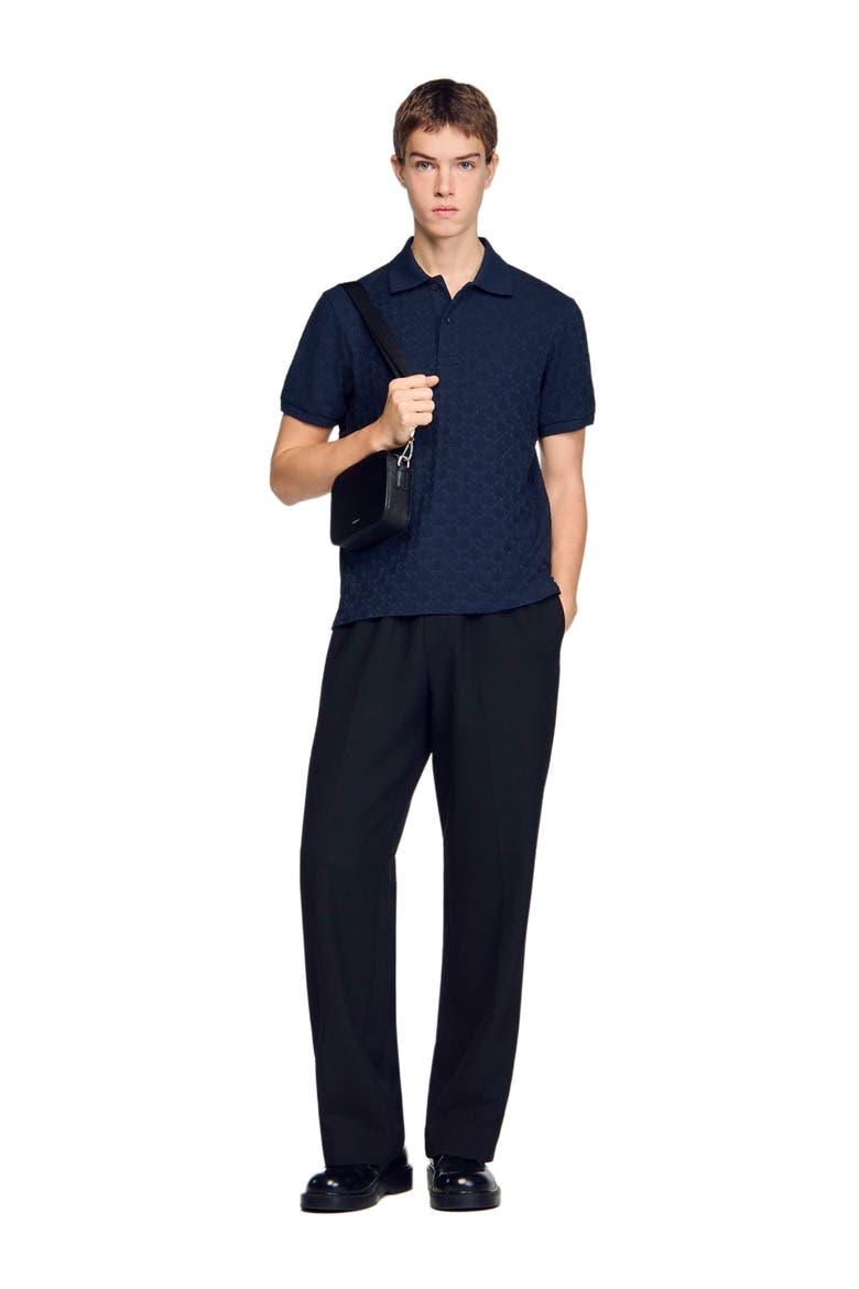 Square Cross jacquard polo shirt, Alternate, color, Midnight blue