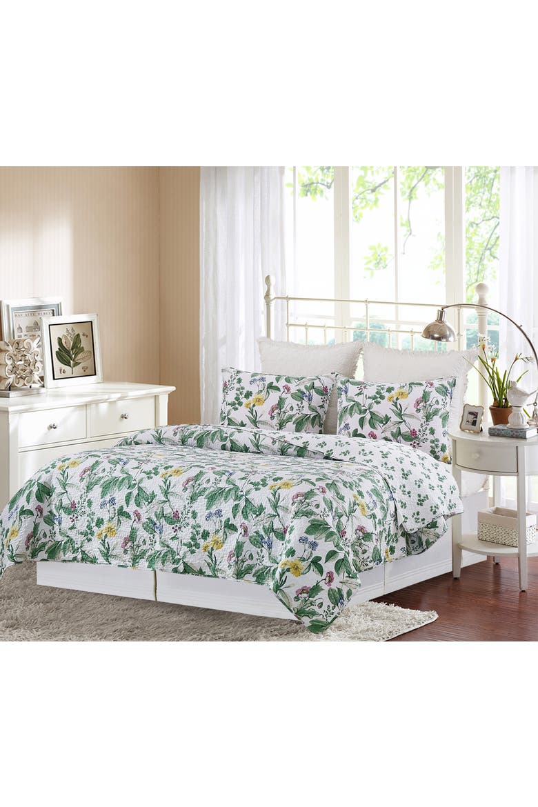 Marcy Blooms Bedding Quilt Set, Alternate, color, Green