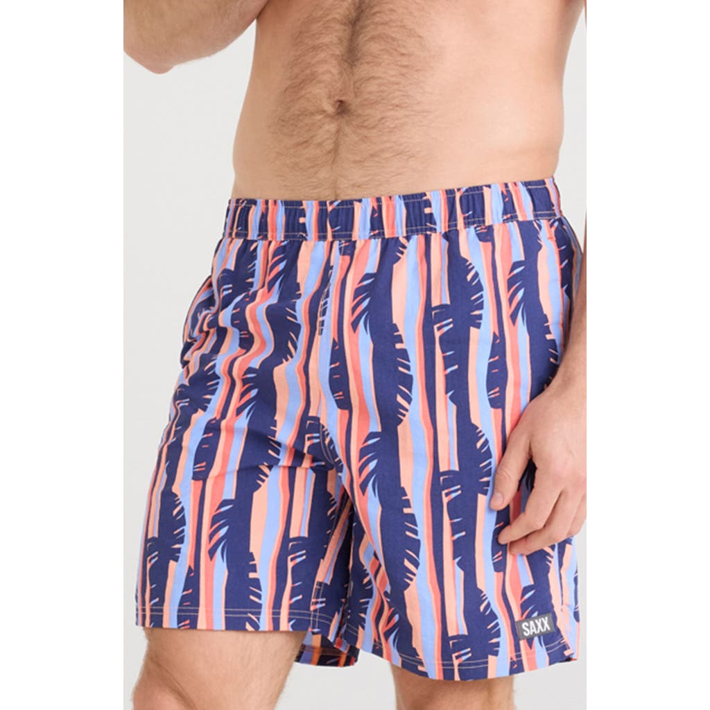 Saxx Go Coastal 2-in-1 Volley 7-inch Swim Trunks In Tropic Stripe-multi