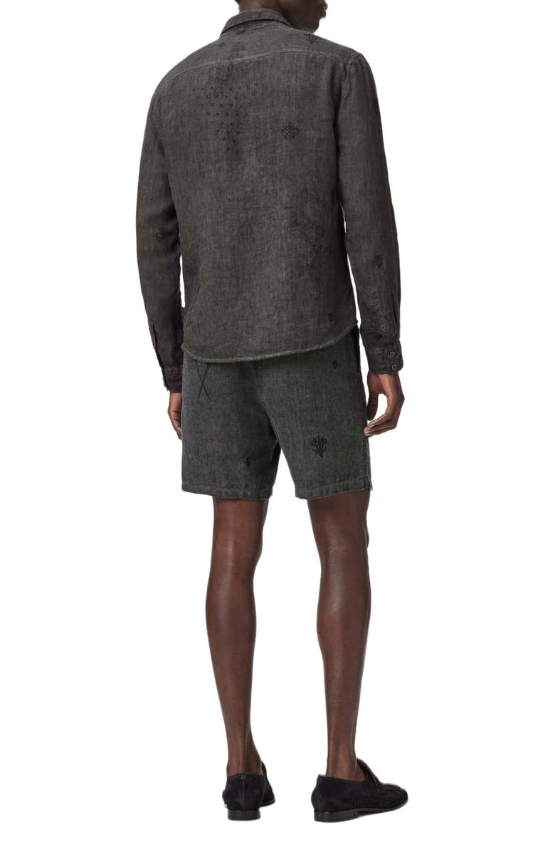 John Varvatos Daryl Linen Drawstring Shorts, Alternate, color, Charcoal