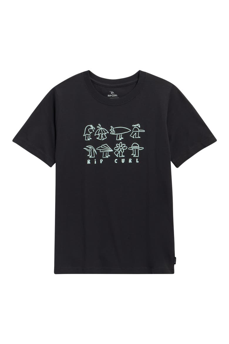 Kids' Surf Check Cotton Graphic T-Shirt, Main, color, WASHED BLACK