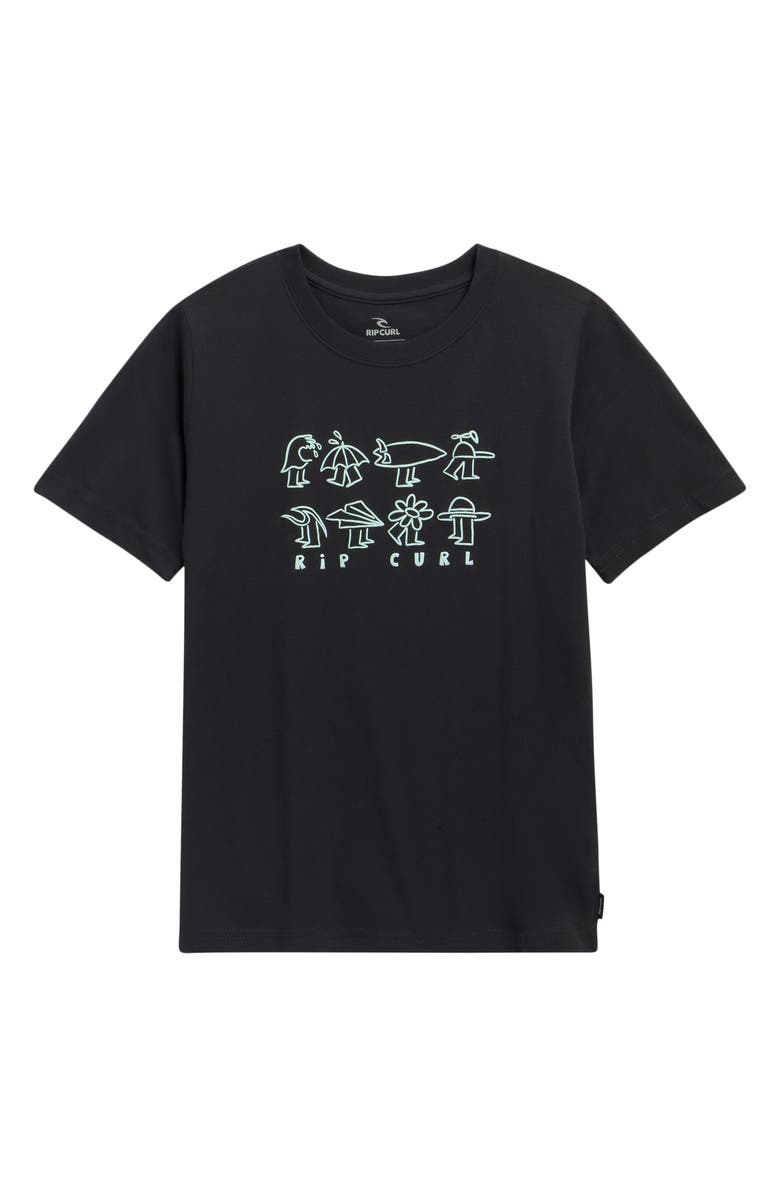 Rip Curl Kids' Surf Check Cotton Graphic T-Shirt, Main, color, Washed Black