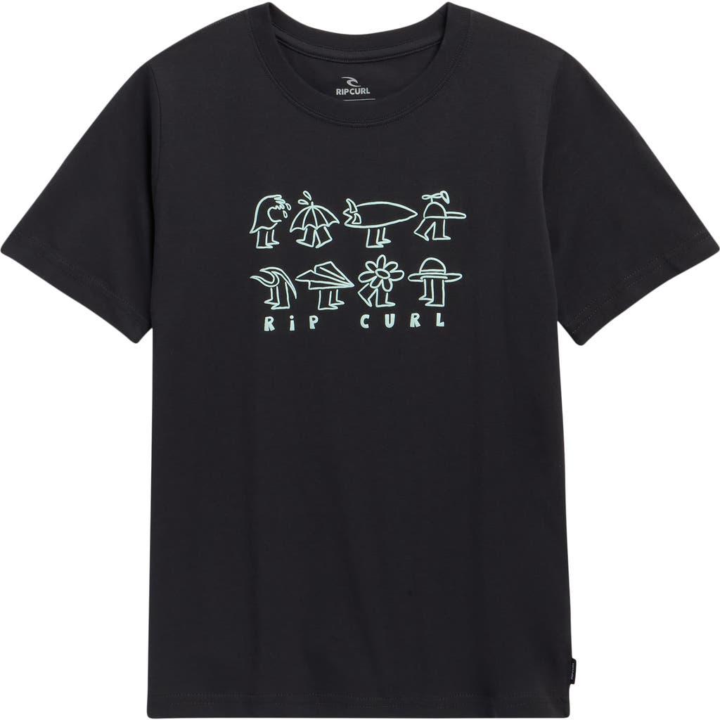 Rip Curl Kids' Surf Check Cotton Graphic T-shirt In Black