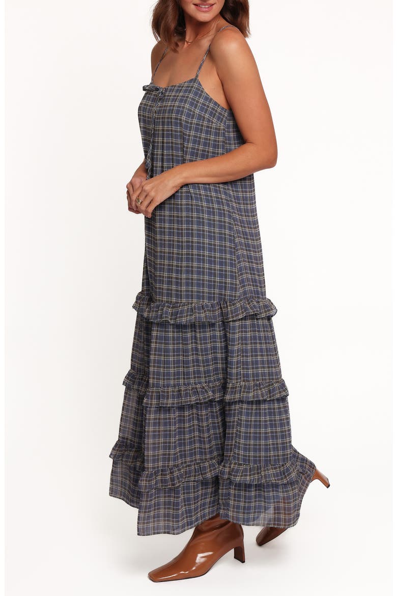 Minka Tiered Maxi Dress, Alternate, color, BLUE PLAID