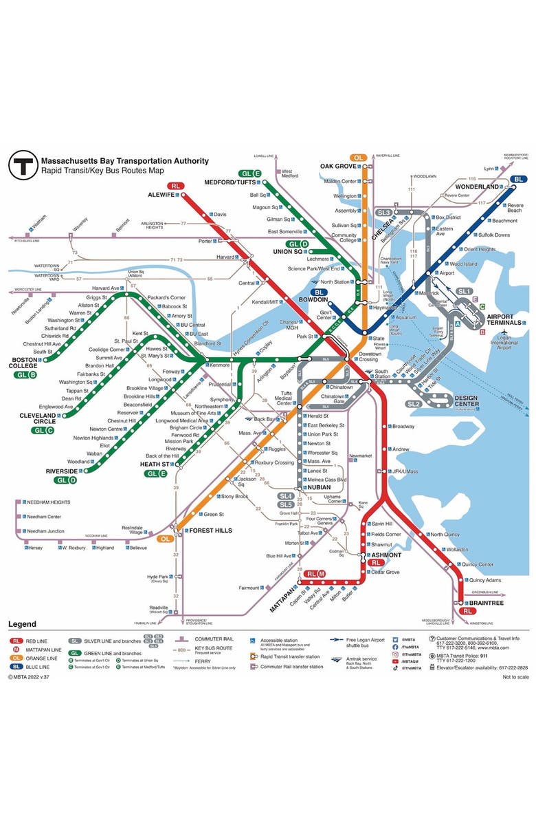 NEW YORK PUZZLE COMPANY Boston T Map 500 Piece Puzzle, Alternate, color, NO COLOR