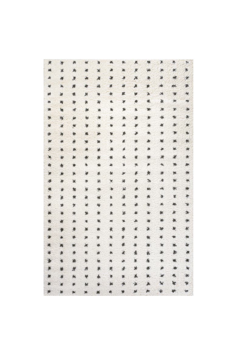 Pele Modern Geometric Dot Shag Area Rug, Main, color, White/Gray