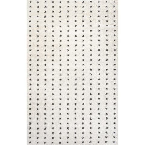 Pele Modern Geometric Dot Shag Area Rug