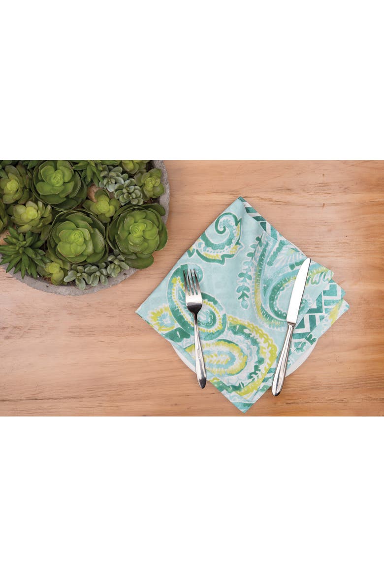 Jade Cotton Reversible Cloth Napkin Set of 6, Alternate, color, Blue