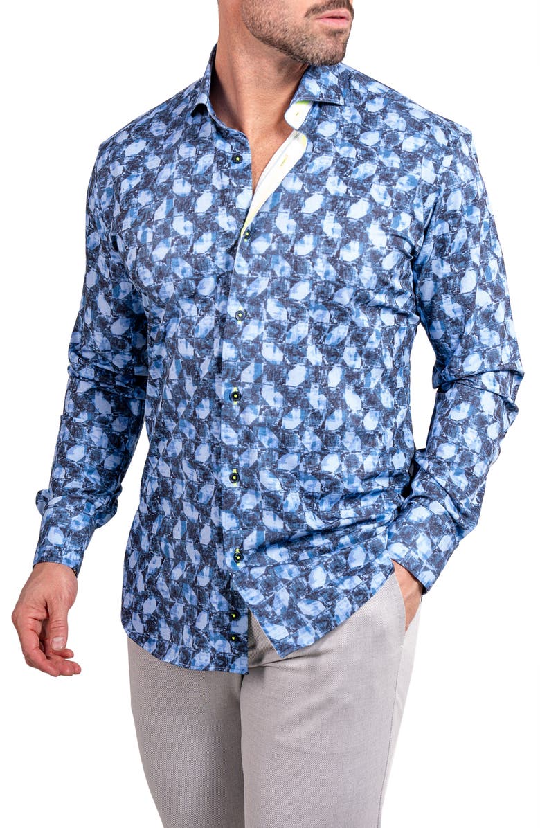 Maceoo Einstein Stretch Ascension Contemporary Fit Button-Up Shirt, Alternate, color, Blue