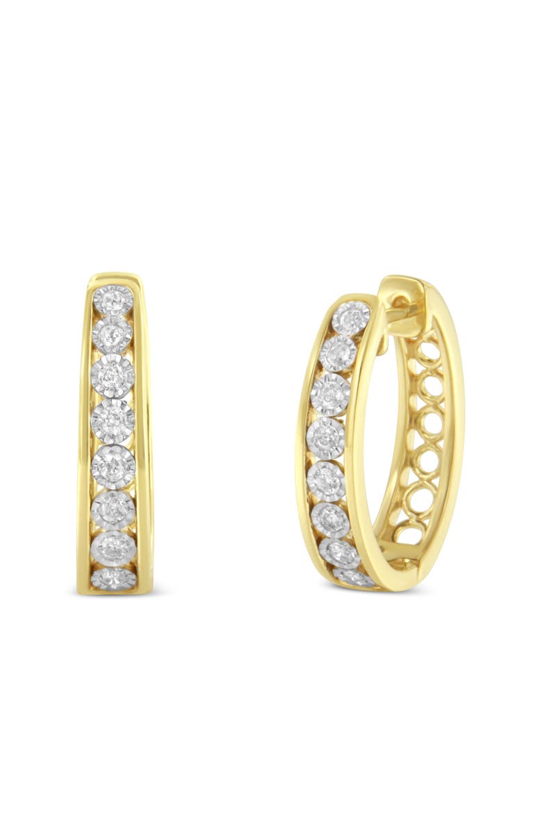 Haus of Brilliance 10KT Yellow and White Gold Diamond Hoop Earring, Main, color, Yellow