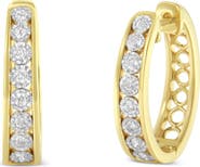Haus of Brilliance 10KT Yellow and White Gold Diamond Hoop Earring