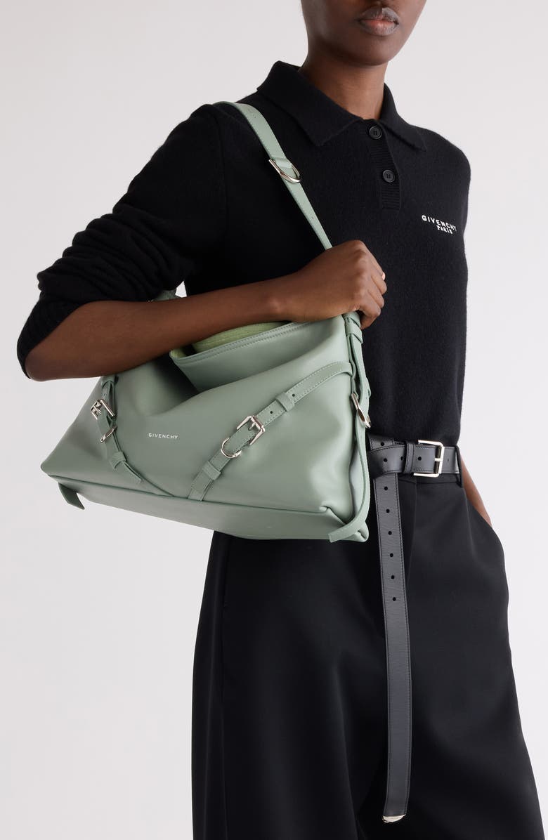 Givenchy Mini Voyou Leather Shoulder Bag, Alternate, color, 325-Greyish Green