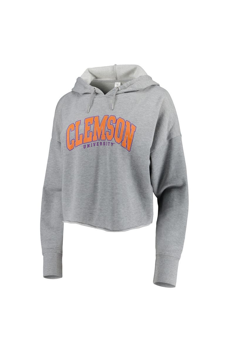 ZOOZATZ Women's ZooZatz Heather Gray Clemson Tigers Core University Cropped French Terry Pullover Hoodie, Alternate, color, 