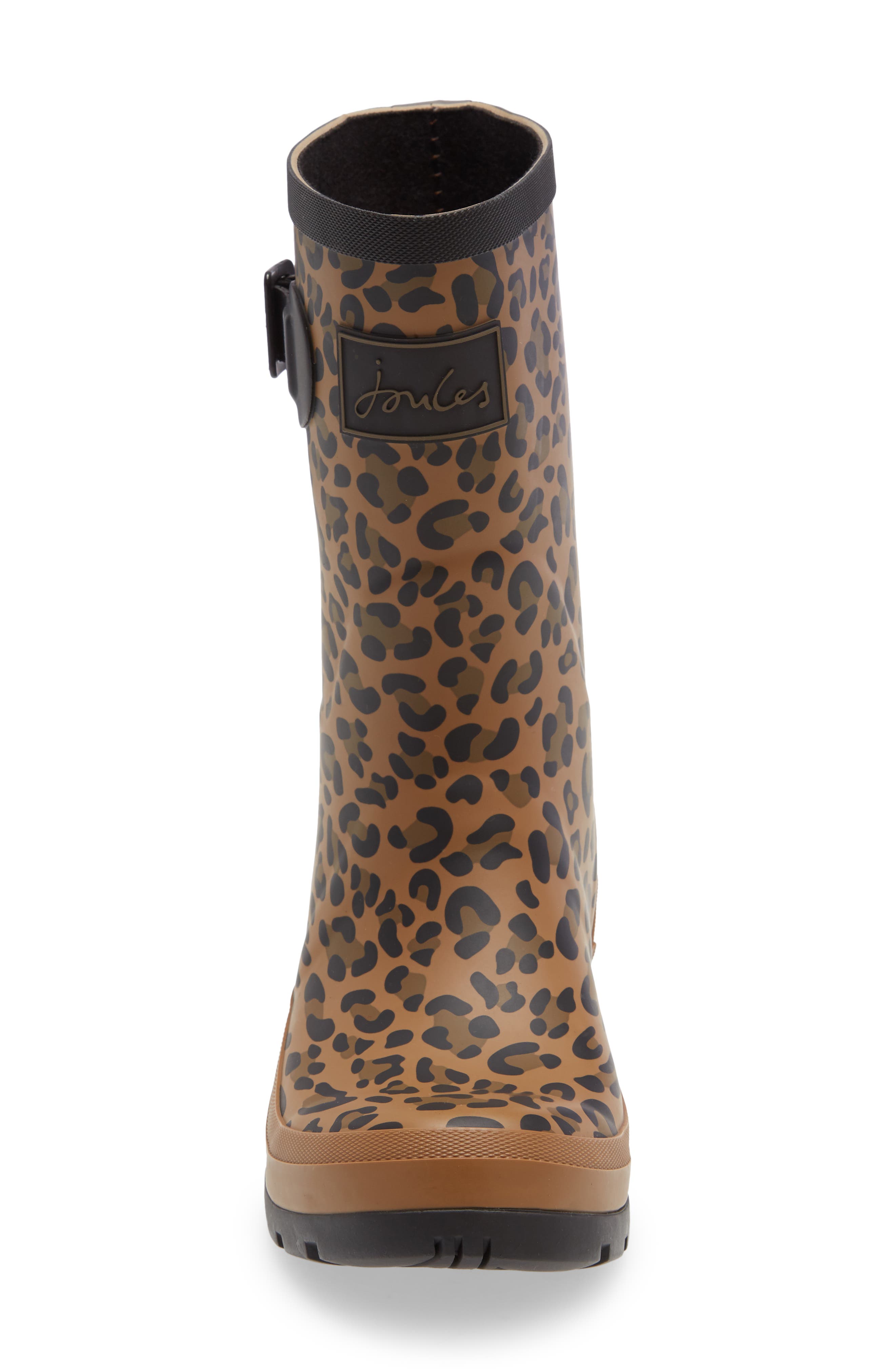 Molly Floral Print Welly Waterproof Rain Boot, Alternate, color, TAN LEOPARD