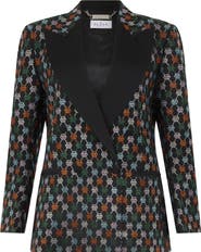 PHILIPP PLEIN Double Breasted Marine Fit Blazer Monogram Strass Women