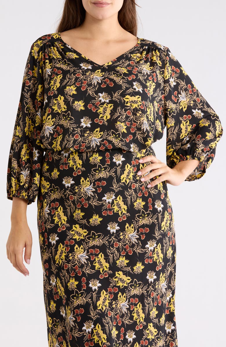 Renee C Floral Back Keyhole Top, Main, color, Black