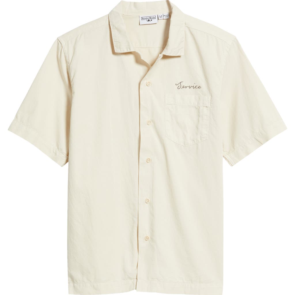 Service Works Script Embroidered Organic Cotton Camp Shirt