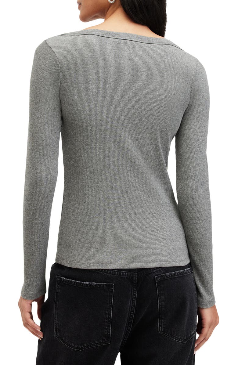 AllSaints Rina Rib Scoop Neck Top, Alternate, color, Charcoal Marl