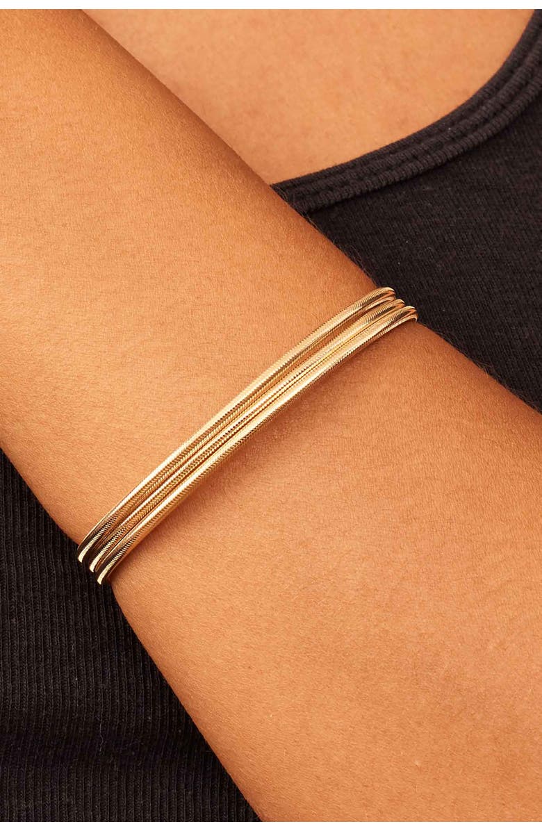 Oradina 14K Yellow Gold Mesh Glamour Stack Bracelet, Alternate, color, Yellow Gold