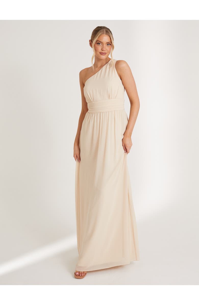 Six Stories One Shoulder Chiffon Bridesmaid Dress, Main, color, Cream