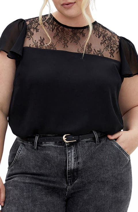 Malia Embroidered Lace Top (Plus)