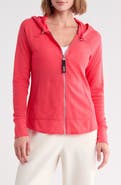 DKNY Slub Waffle Knit Zip Hoodie