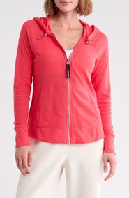 DKNY Slub Waffle Knit Zip Hoodie