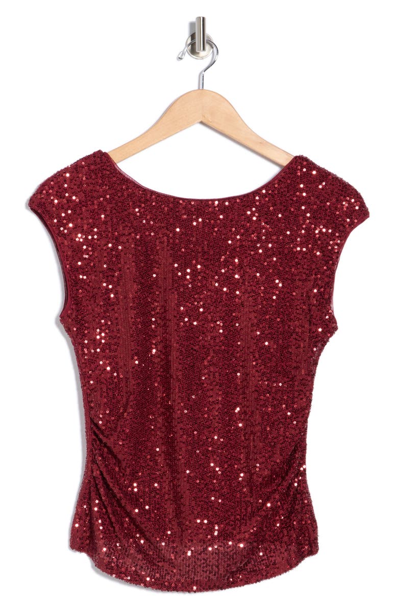 Abound Cap Sleeve Sequin Top, Alternate, color, Burgundy Tannin