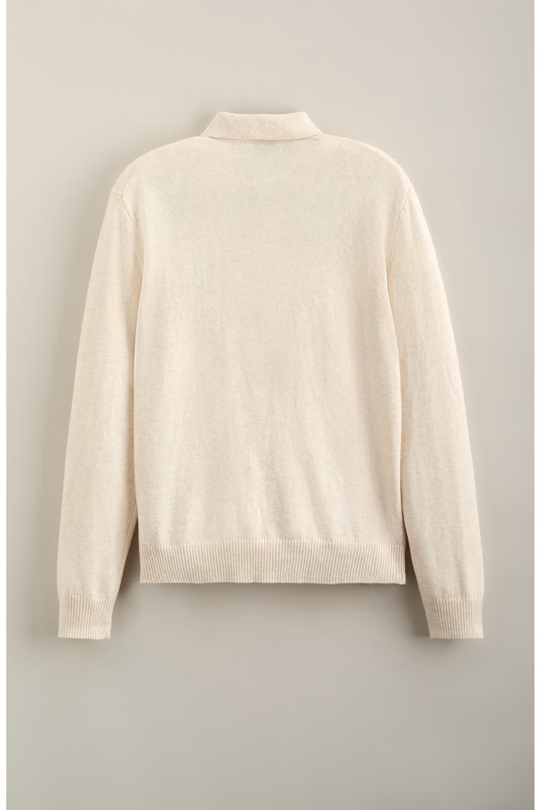 Kids' Long Sleeve Cotton Polo Sweater, Alternate, color, BEIGE OATMEAL HEATHER
