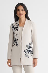 Ming Wang Heritage Embroidered Stretch Deco Crepe Jacket