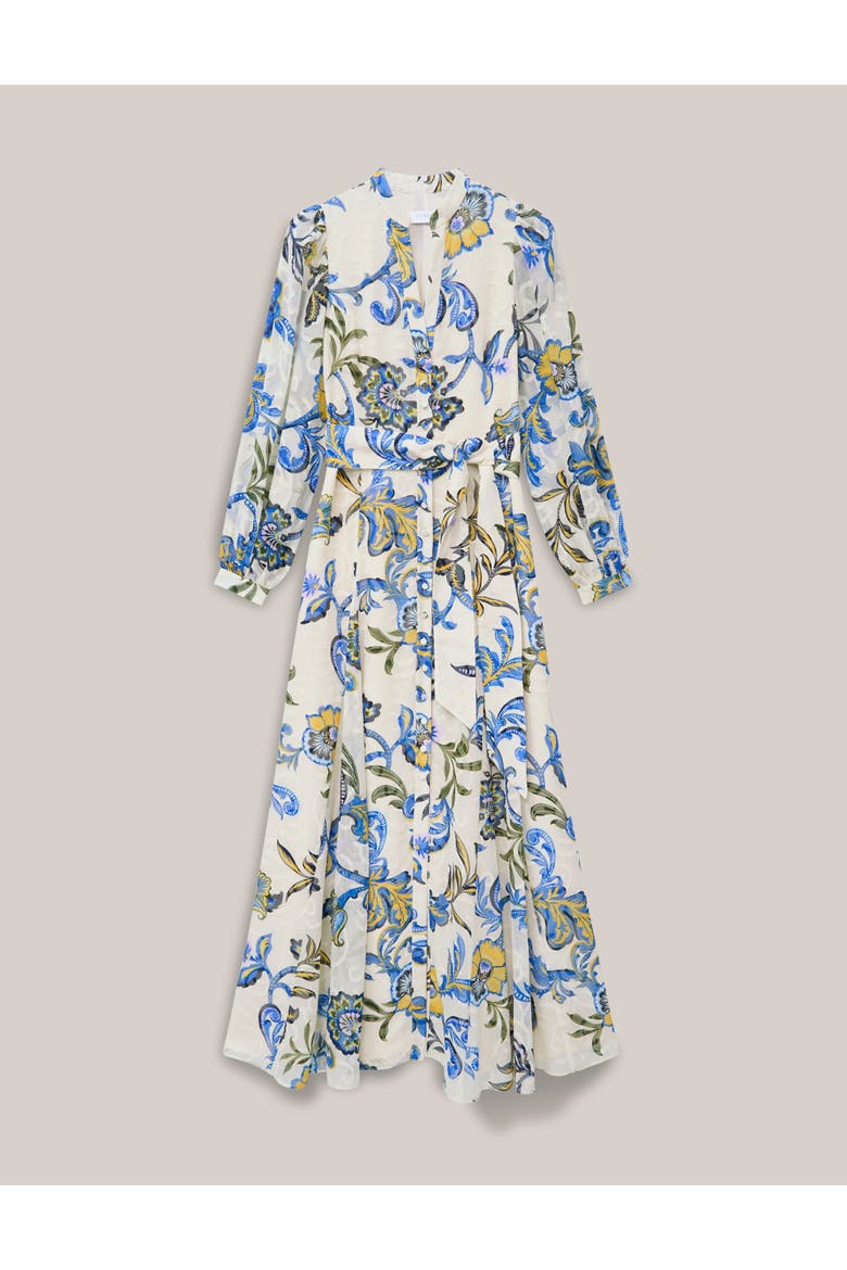 Shanice Belted Maxi Shirt Dress, Alternate, color, Cream Multi