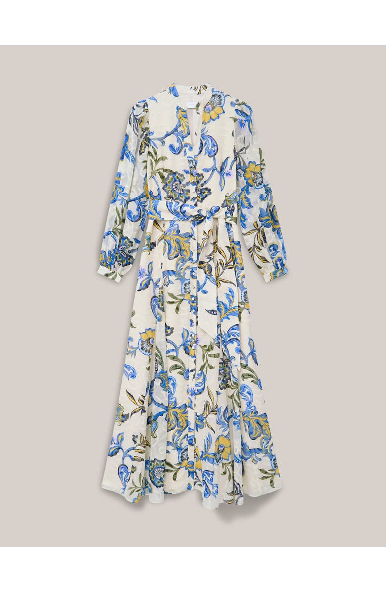 HOBBS LONDON Shanice Belted Maxi Shirt Dress, Alternate, color, Cream Multi