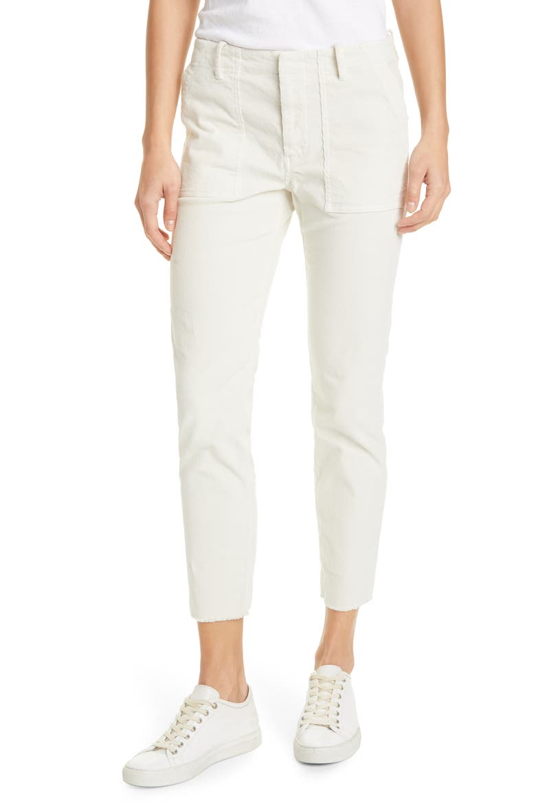 Jenna Slim Ankle Stretch Corduroy Pants, Main, color, WINTER WHITE