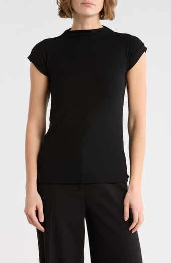 T Tahari Mock Neck Rib Knit Top