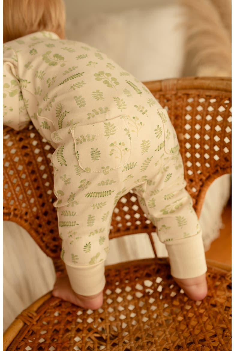 Print Organic Cotton Romper, Alternate, color, STONE BOTANICA