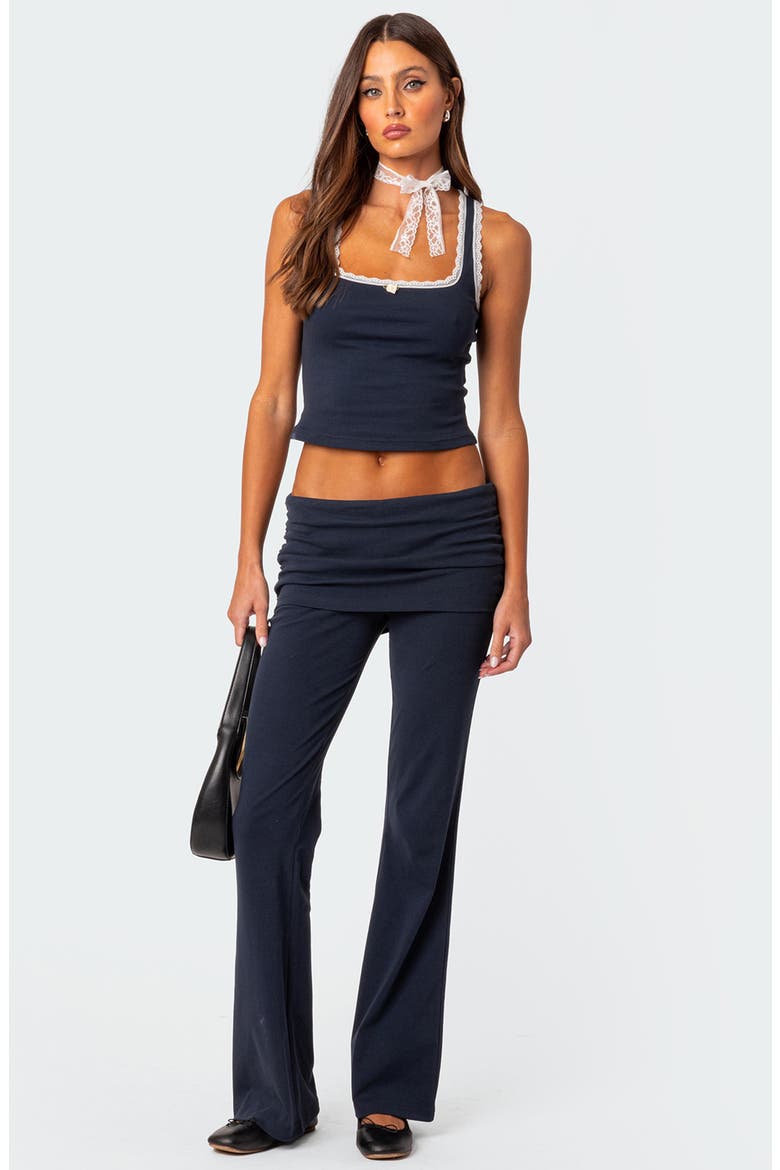 Kadence Lace Trim Crop Tank, Alternate, color, NAVY