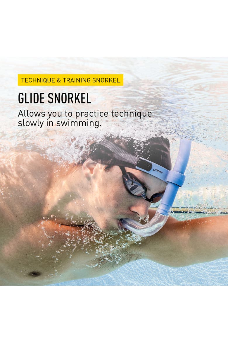 Glide Center Mount Swim Snorkel for Adults Adjustable Fit Technique Endurance Training, Alternate, color, Ocean Blue
