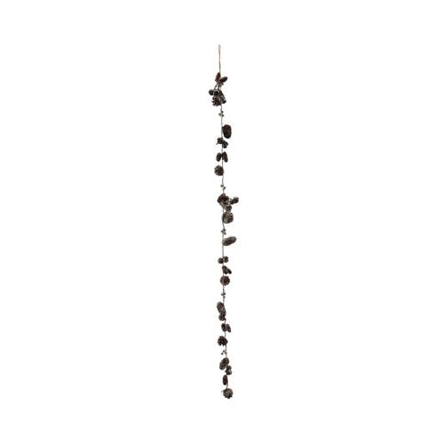 Storied Home Pinecone Garland With Seed Pods And Glitter, Natural And Gold Color In Brown