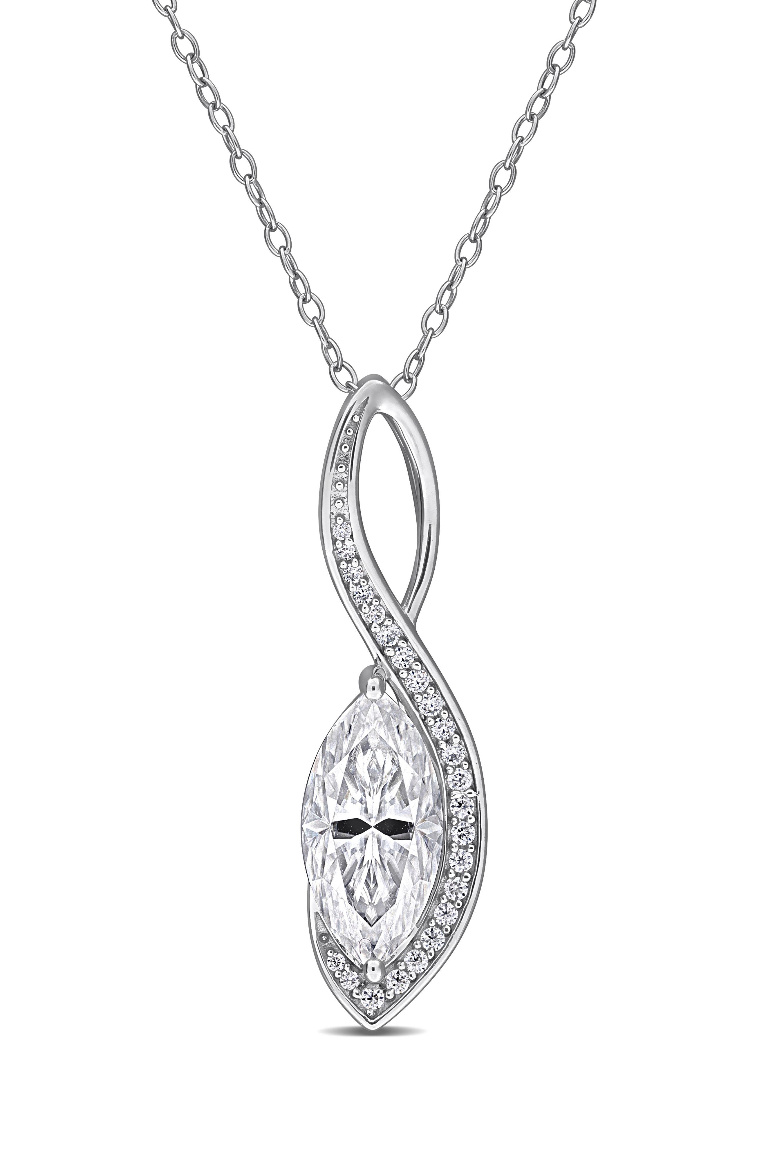 Sterling Silver Lab Created Moissanite Pendant Necklace