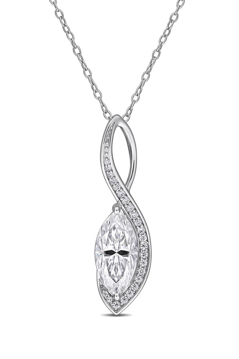 Sterling Silver Lab Created Moissanite Pendant Necklace, Main, color, SILVER