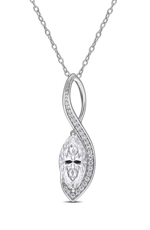 Sterling Silver Lab Created Moissanite Pendant Necklace