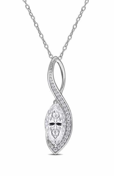 Sterling Silver Lab Created Moissanite Pendant Necklace