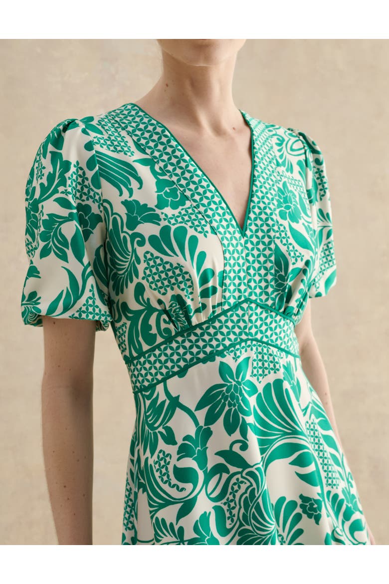 Trelissick V-Neck Fit Flare Dress, Alternate, color, Greencream