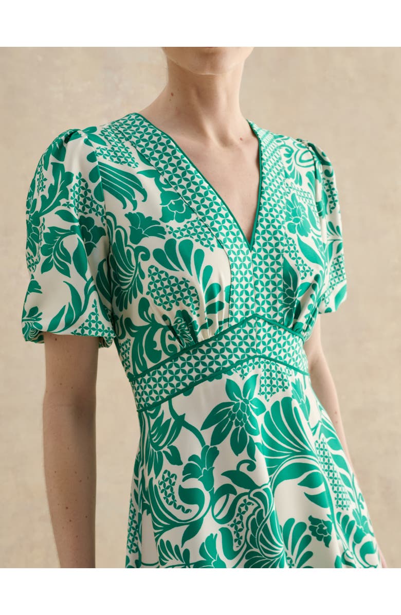 HOBBS LONDON Trelissick V-Neck Fit Flare Dress, Alternate, color, Greencream