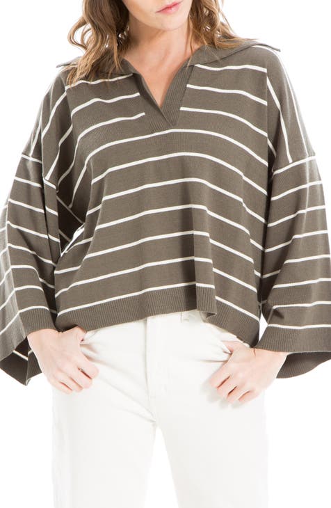 Stripe Johnny Collar Crop Sweater