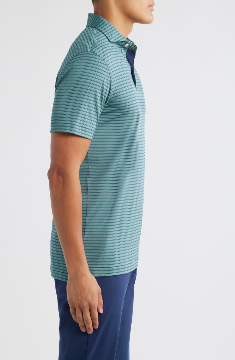 Peter Millar Bridge Stripe Performance Jersey Polo, Alternate, color, Sherwood