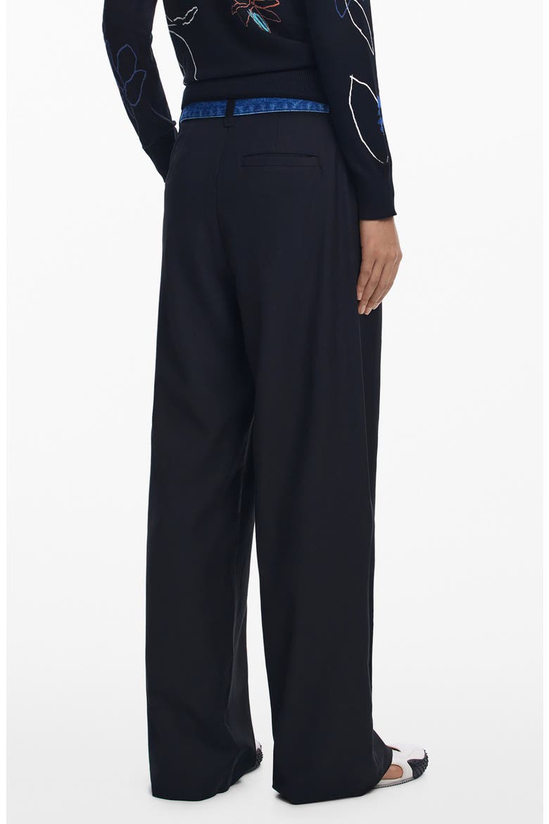 Denim Waist Wide Leg Pants, Alternate, color, BLACK