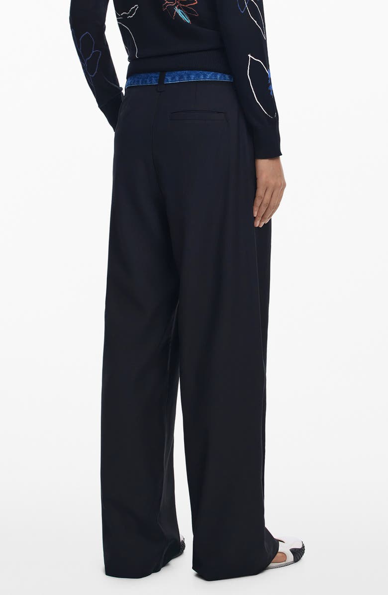 Desigual Denim Waist Wide Leg Pants, Alternate, color, Black